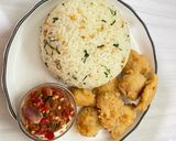 Foto langkah ke 12 dari resep Nasi Daun jeruk Ayam crispy dan sambel korek.