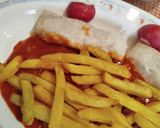 Foto del paso 13 de la receta: Lomos de merluza con pisto y patatas fritas Exprés