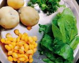 A picture of step 1 of Spinach corn fritters.