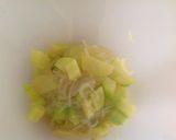 A picture of step 4 of Linguine Risottate with Calamari on Zucchini Cream.