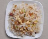 A picture of step 6 of Narali bhat (Coconut rice).