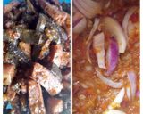 A picture of step 4 of Fried rice,peppered liver and sausage with coleslaw.