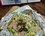 Fóliás lazac zöldséges rizzsel Air fryerben recept fázis 8 fotója