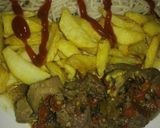 A picture of step 6 of Pasta with fries and peppered meat sauce.