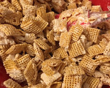 A picture of step 1 of Buddy the elf Chex mix.