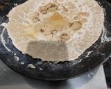 A picture of step 5 of Sorgam bhakri (flat bread) with ridge gourd and potato sabji.
