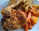 Foto do passo 6 de Perna de Frango com Batata Doce, Cenoura e Abóbora no forno