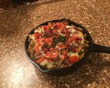 A picture of step 13 of Skillet Meat lovers Pizza for one.