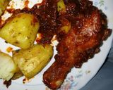 A picture of step 6 of Honey and ketchup glanced chicken drumsticks.