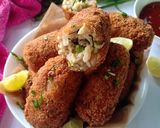 A picture of step 16 of Green garlic pulao croquettes in Spanish style.