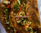 A picture of step 3 of Panchmel Dal or Mixed Lentils Chilla with veggies.