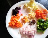 A picture of step 1 of Paneer Vegetable Biryani with Saffron Milk.
