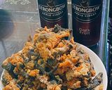 Hình bước làm 5 của món Da ếch lắc trứng muối