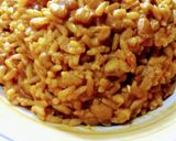 A picture of step 8 of Jollof Rice and Beans.