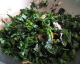 A picture of step 1 of Manathakkali keerai (solanum nigrum) saaru.