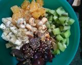 A picture of step 4 of Roasted cashew fruit macedonia salad.
