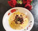 A picture of step 15 of Chocolate Bread pudding with custard sauce.