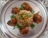 A picture of step 5 of Fried Rice with Manchurian balls.