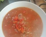 A picture of step 7 of Mexican tomato, chicken and refried bean soup.