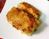 A picture of step 3 of Pan-Fried Banh Chung 😂.