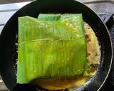 A picture of step 9 of Meen Pollichathu - Kerala special.