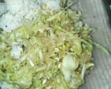 A picture of step 1 of Lauki pakore with leftover rice.