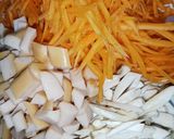 A picture of step 1 of Carrot and Cheese Spring Rolls.