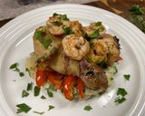 A picture of step 16 of Baked Garlic-Lime Chicken Drums and Shrimp.