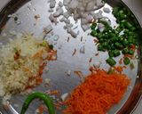 A picture of step 2 of Leftover rice veggie pancake.