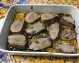 A picture of step 9 of Oven-Roasted Pork Tenderloin with Pink Garlic, Red Onion, and Rosemary.