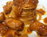 Foto del paso 5 de la receta: Salchichas y fideos de arroz en salsa cremosa