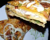 A picture of step 7 of Tri-colour Indian Roti Pizza.