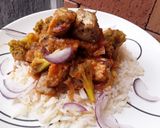 Foto del paso 8 de la receta: Cubos de berenjena🍆 dorados en salsa bbq🥕🍯 de zanahoria🍚