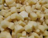 A picture of step 1 of Chatpata cubes potatoes.