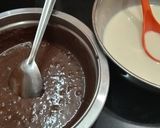 A picture of step 4 of Eggless zebra cake.