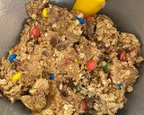 A picture of step 5 of M&Ms chocolate cookies.