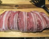 Csirkemájas töltelékkel megtöltött sertéskaraj, baconba csomagolva, Ayr Fryer sütőben sütve recept fázis 4 fotója