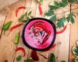 A picture of step 6 of Chuqandar raita /beetroot.