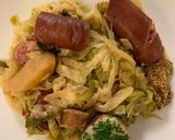 A picture of step 12 of Cabbage with Sausages (Choucroute Garnie or Sauerkraut with Sausages).