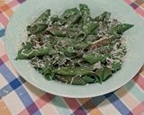 A picture of step 8 of Ocean Blue Pasta with Toasted Pine Nuts and Parmesan.