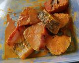 A picture of step 1 of Masala Fish curry.