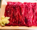 A picture of step 1 of Japanese Wagyu Beef (fry with garlic and butter soy sauce).