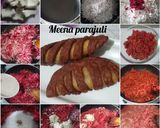 A picture of step 4 of Nariyal and beetroot ki filling ke sath layered gujiya.