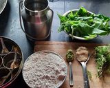 A picture of step 1 of Palak paratha (spinach paratha).