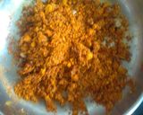 A picture of step 2 of Baigan Bhaja.