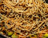 A picture of step 10 of Triple Schezwan fried rice.