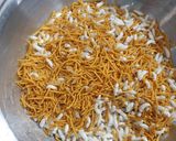 A picture of step 1 of Sev and Murmure ki Chaat.