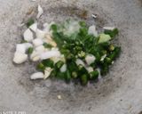 A picture of step 1 of Aloo cholai Amaranth.