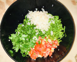 A picture of step 6 of Tabbouleh salad with a twist.