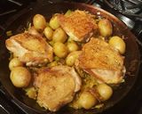 A picture of step 13 of Harissa Chicken with Caramelized Leeks and Fennel.
